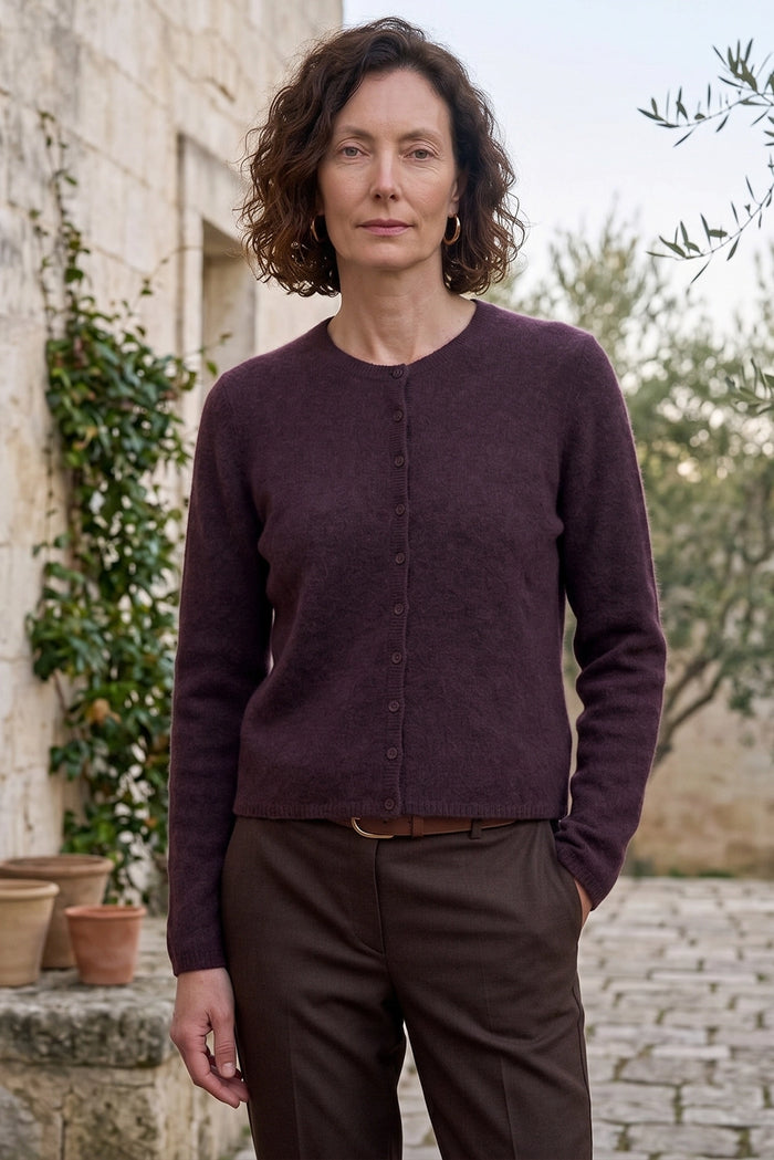 Mansted Zolanda Yak Crew Cardi in Plum