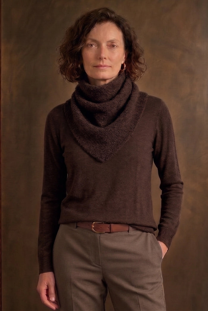 Mansted Zouk Yak Triangle Scarf in Brown