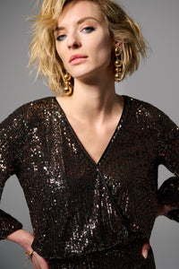 Joseph Ribkoff Sequin Wrap Dress Jr224057