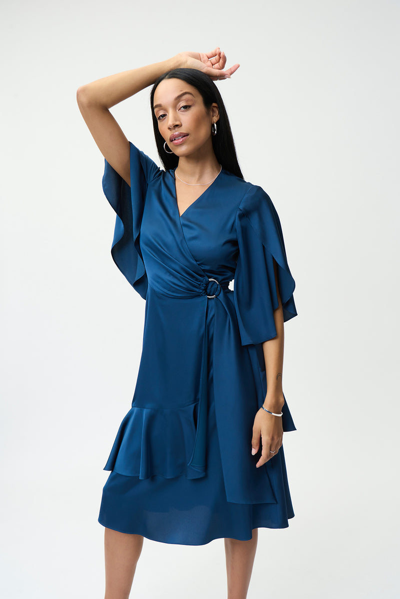 Joseph Ribkoff Satin Look Wrap Dress jr224355