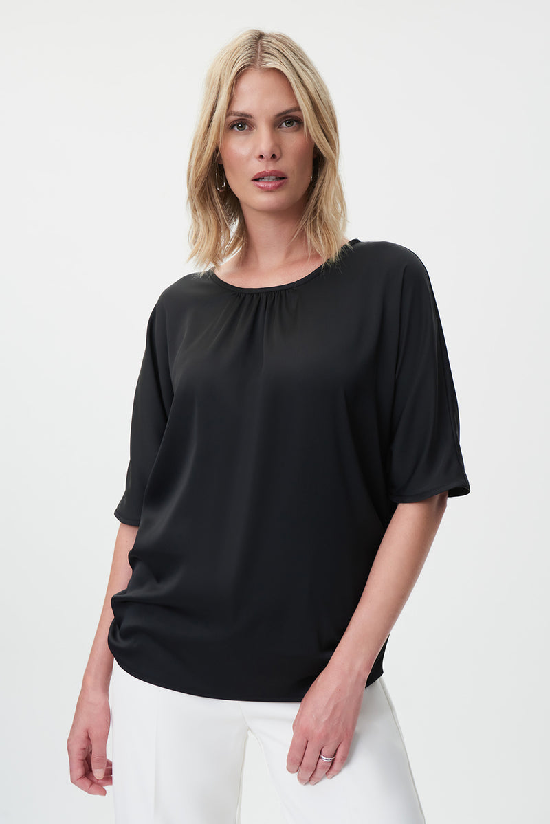 Joseph Ribkoff Satin Boxy Top with Scoop Neckline Jr232145