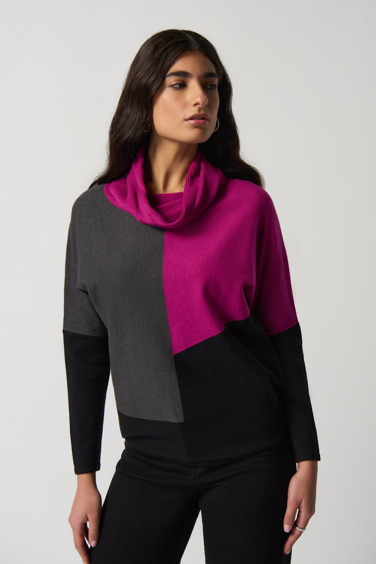 Joseph Ribkoff Colour-Block Cowl Neck Sweater Jr233954