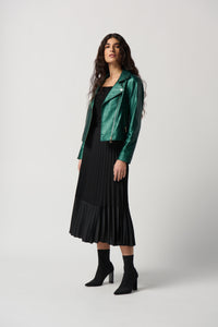 Joseph Ribkoff Georgette and Satin Pleated A-Line Skirt Jr234068