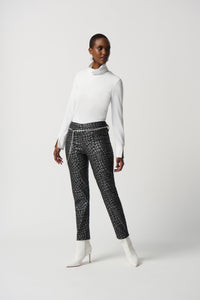 Joseph Ribkoff Houndstooth Pull-On Pants with Pearl Belt Jr234101