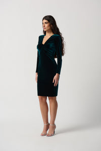 Joseph Ribkoff Velvet Sheath Dress With Gathered Neckline Jr234202