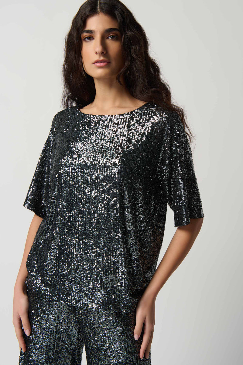 Joseph Ribkoff Sequin Dolman Sleeve Boxy Top Jr234216