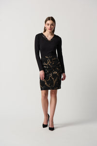 Joseph Ribkoff Foiled Heavy Knit Pull-On Pencil Skirt Jr234296