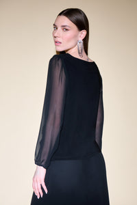 Joseph Ribkoff Silky Knit Chiffon Puff Sleeve Top Jr234702