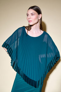 Joseph Ribkoff Silky Knit Sheath Dress With Chiffon Pleated Overlay Jr234705