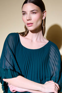 Joseph Ribkoff Silky Knit Sheath Dress With Chiffon Pleated Overlay Jr234705