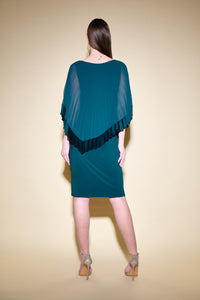 Joseph Ribkoff Silky Knit Sheath Dress With Chiffon Pleated Overlay Jr234705