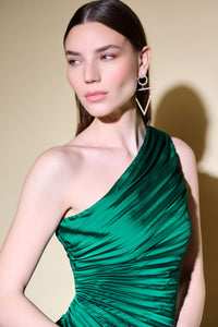 Joseph Ribkoff Satin One Shoulder Dress With Asymetrical Hemline Jr234721