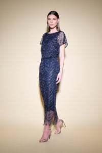 Joseph Ribkoff Novelty And Lace Dolman Sleeve Straight Dress Jr234722