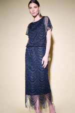 Joseph Ribkoff Novelty And Lace Dolman Sleeve Straight Dress Jr234722