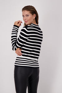 Monari Striped Jumper With Stand Up Collar M806706