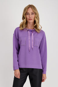 Monari Sweatshirt with Rhinestone Pocket Trim M806748