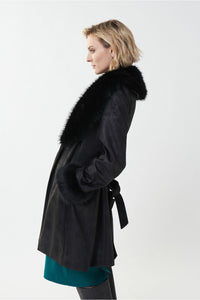 Joseph Ribkoff Wrap Fur Trim Jacket Jr223918