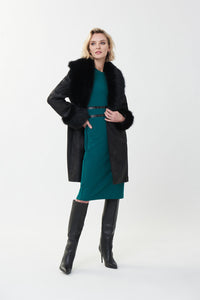 Joseph Ribkoff Wrap Fur Trim Jacket Jr223918