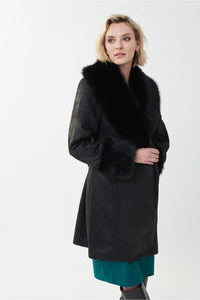 Joseph Ribkoff Wrap Fur Trim Jacket Jr223918