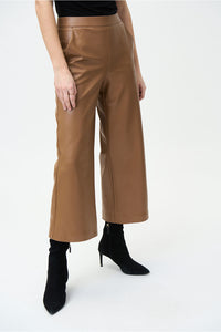 Joseph Ribkoff Vegan Leather Culottes in Nutmeg Jr224016