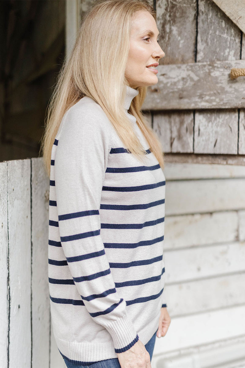 Goondiwindi Cotton Stripe Roll Neck Jumper G8169