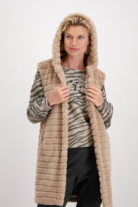 Monari Long Faux Fur Hooded Vest M805991