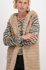 Monari Long Faux Fur Hooded Vest M805991