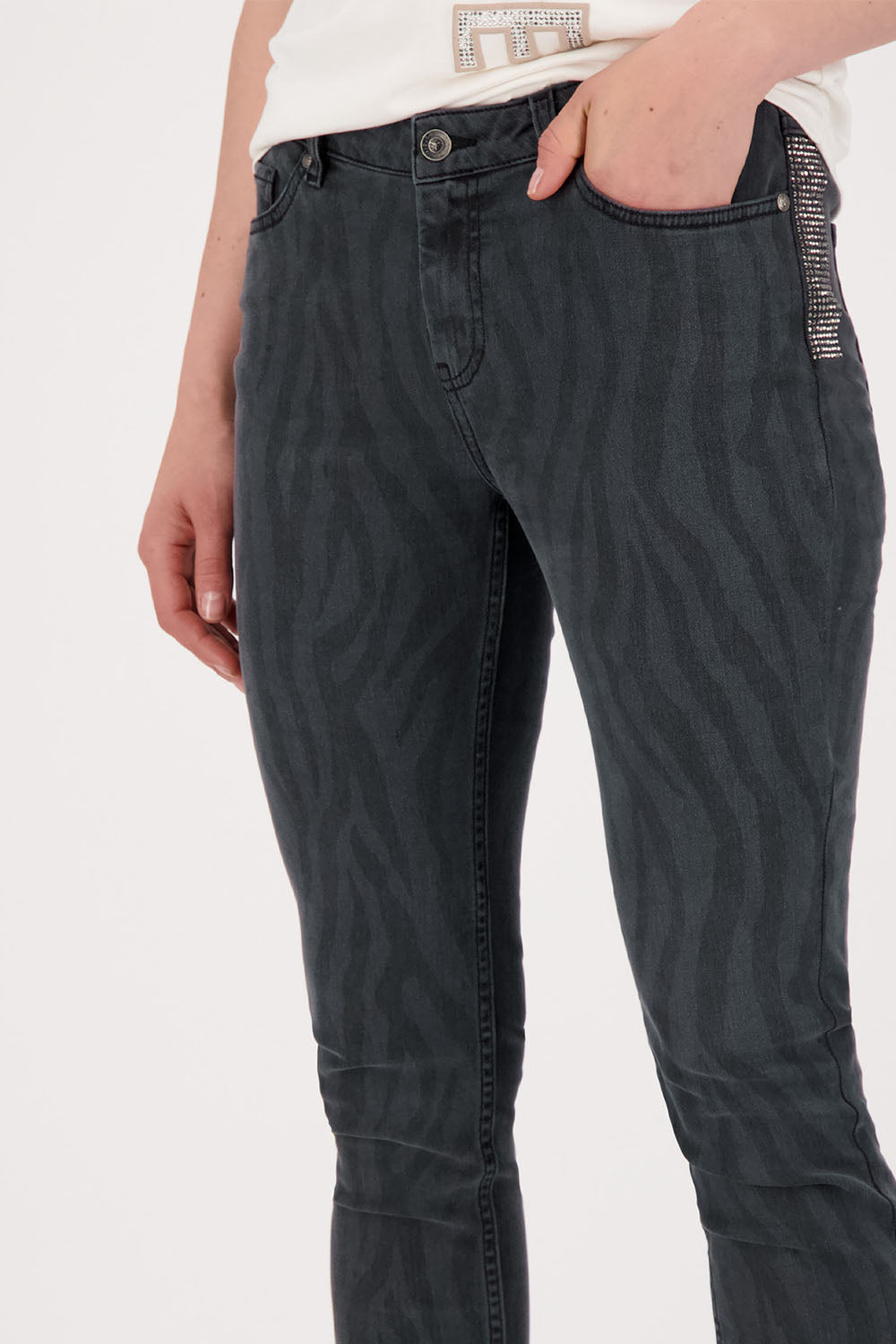 Monari Zebra Print Jeans Pants M805750