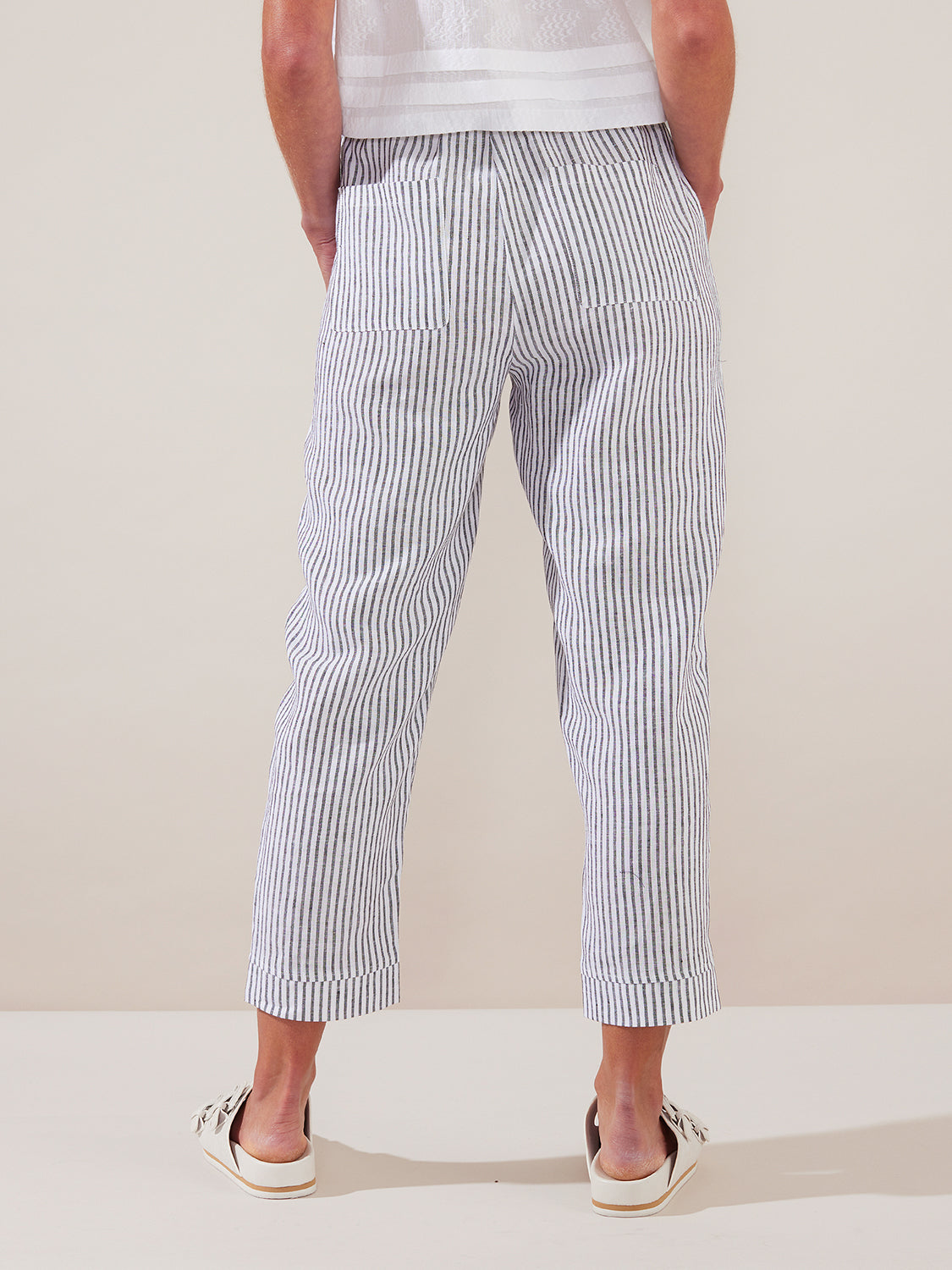 Yarra Trail Striped Linen Pant yt23h8849